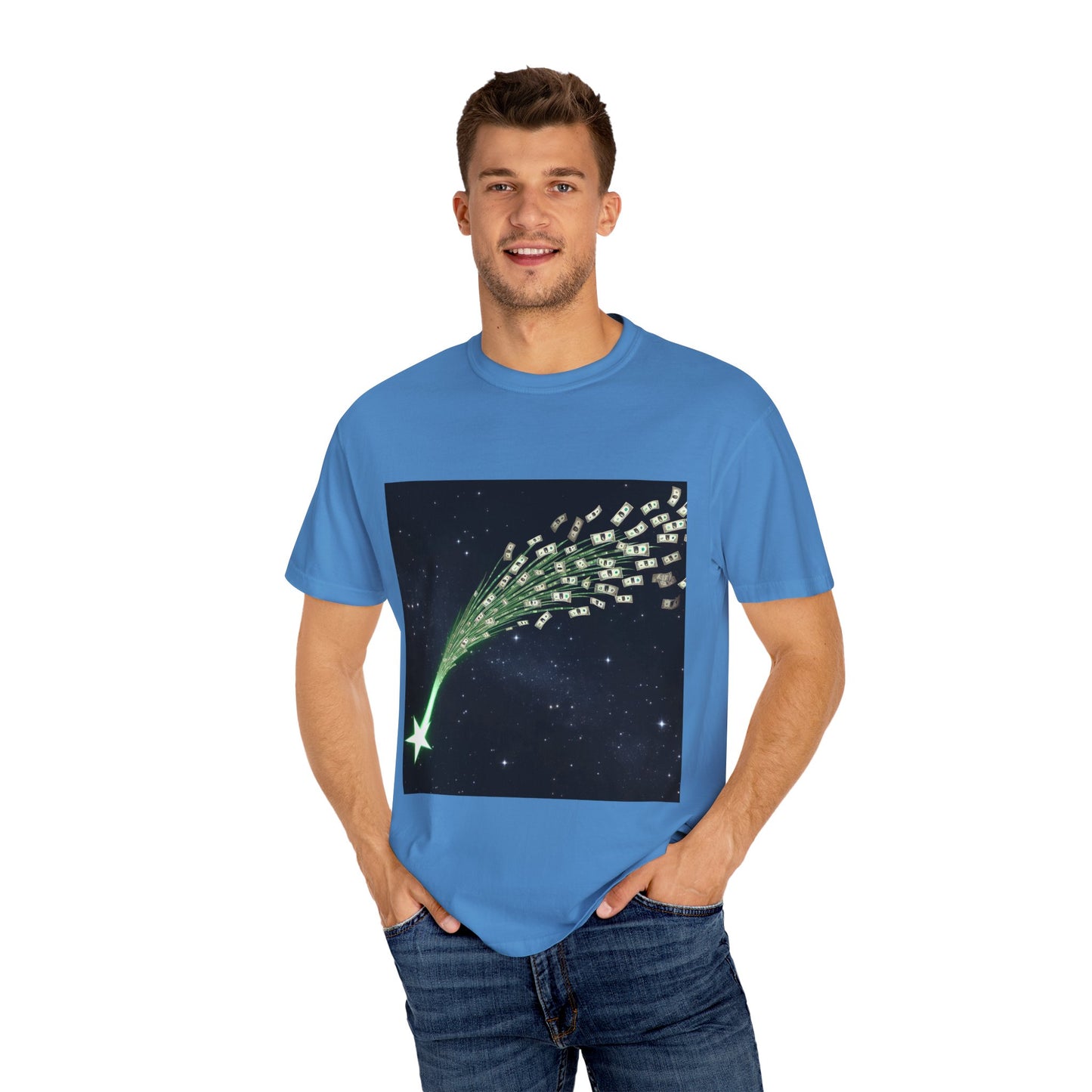 Celestial Wishes Unisex Garment-Dyed T-shirt - Cosmic Star Design, Chill Vibes, Perfect for Gifting, Astrology Lovers, Casual Wear