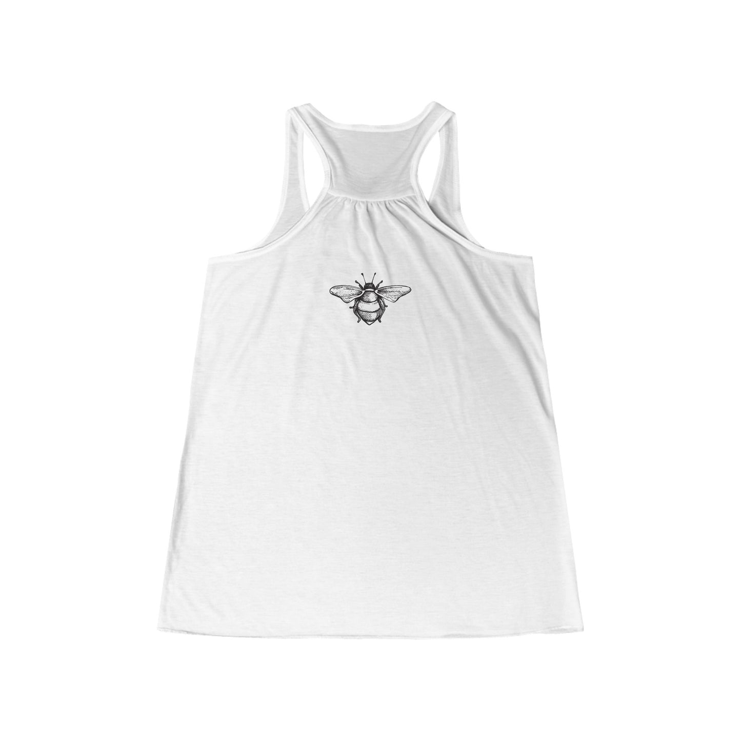 Chic Women's Flowy Tank Top with Bee and Skull Design, Casual Summer Wear, Workout Top, Graphic Tee, Gift for Her, Festival Essential