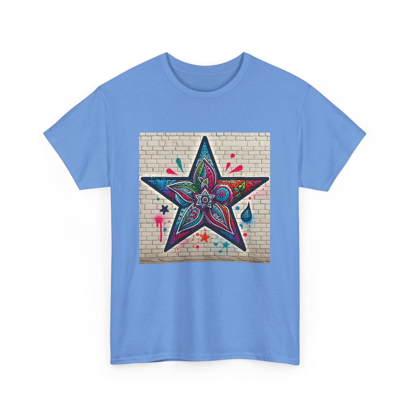 Starry Unisex Heavy Cotton Tee, Trendy Graphic Tee, Fun Casual Wear, Unique Gifts, Streetwear, Gender Neutral, Colorful Style
