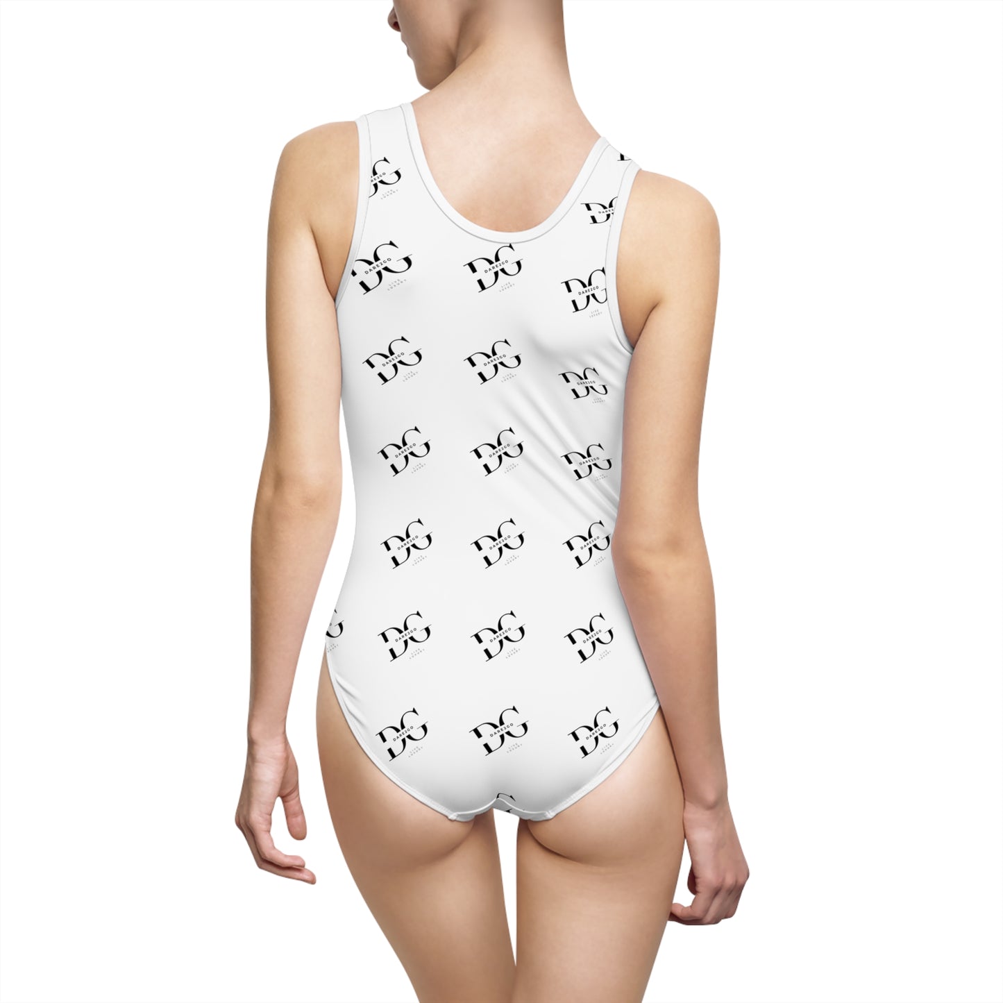 Chic Monogrammed Women's One-Piece Swimsuit, Beachwear, Pool Party, Summer Vacation, Gift for Her, Trendy Swimwear
