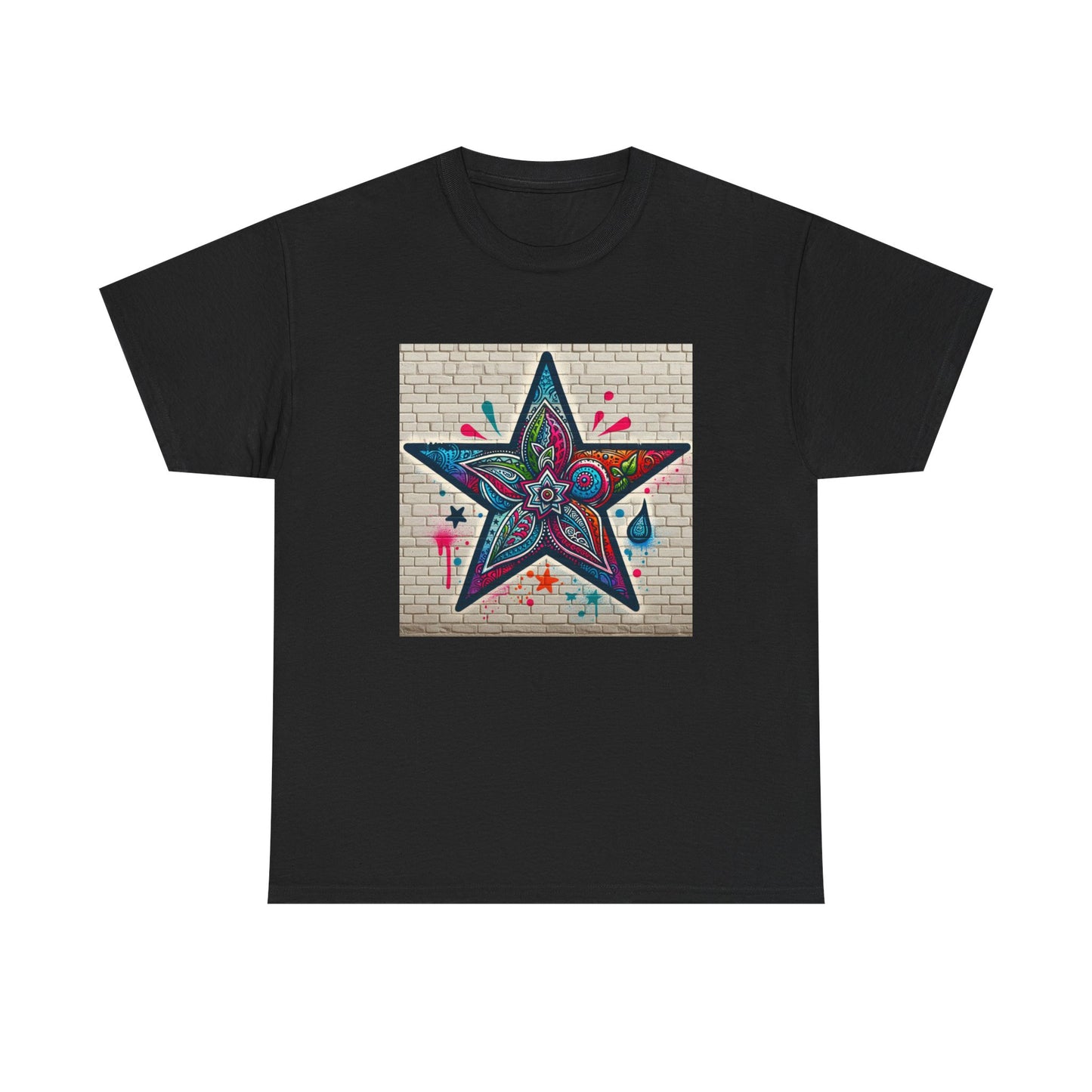 Starry Unisex Heavy Cotton Tee, Trendy Graphic Tee, Fun Casual Wear, Unique Gifts, Streetwear, Gender Neutral, Colorful Style