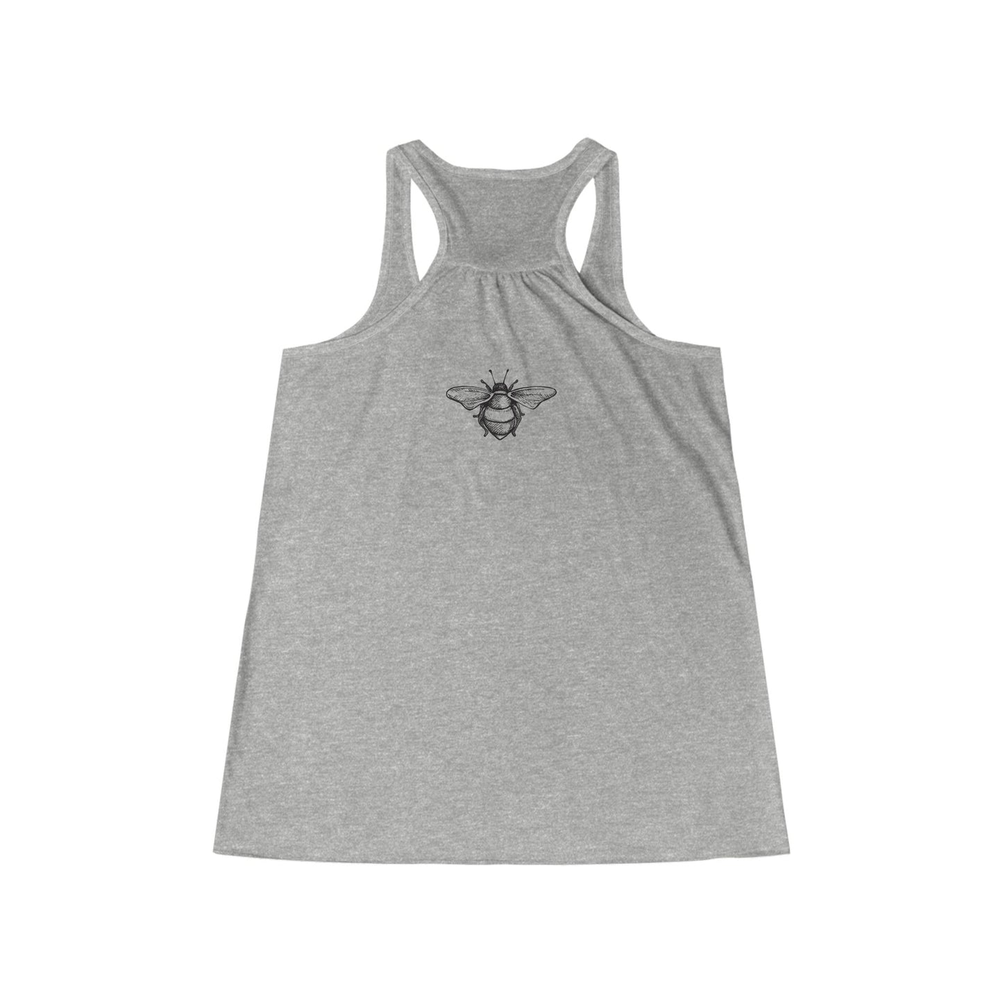 Chic Women's Flowy Tank Top with Bee and Skull Design, Casual Summer Wear, Workout Top, Graphic Tee, Gift for Her, Festival Essential