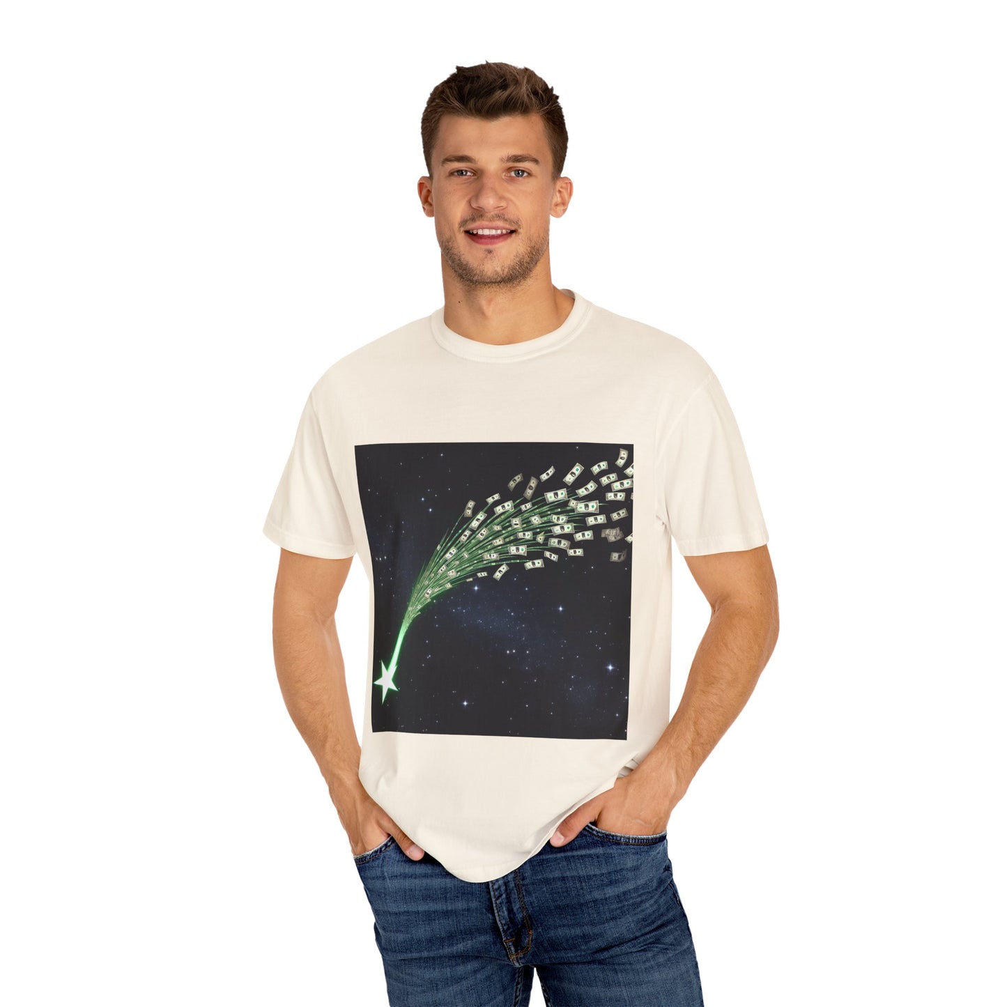 Celestial Wishes Unisex Garment-Dyed T-shirt - Cosmic Star Design, Chill Vibes, Perfect for Gifting, Astrology Lovers, Casual Wear