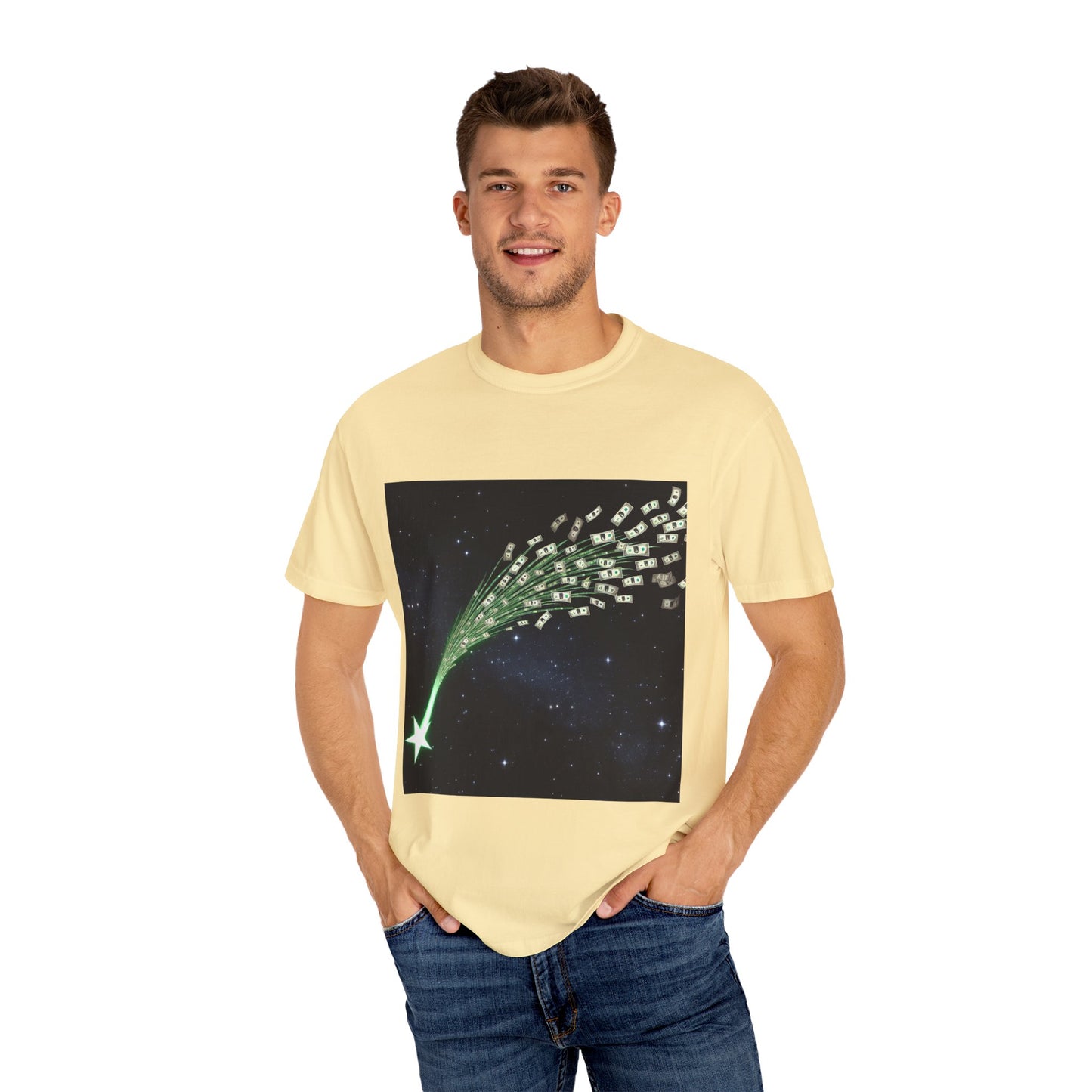 Celestial Wishes Unisex Garment-Dyed T-shirt - Cosmic Star Design, Chill Vibes, Perfect for Gifting, Astrology Lovers, Casual Wear