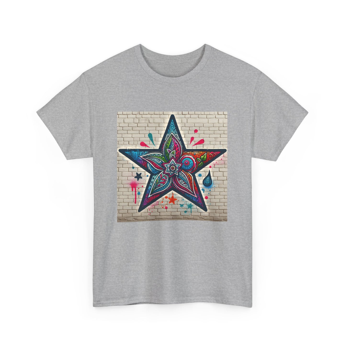 Starry Unisex Heavy Cotton Tee, Trendy Graphic Tee, Fun Casual Wear, Unique Gifts, Streetwear, Gender Neutral, Colorful Style