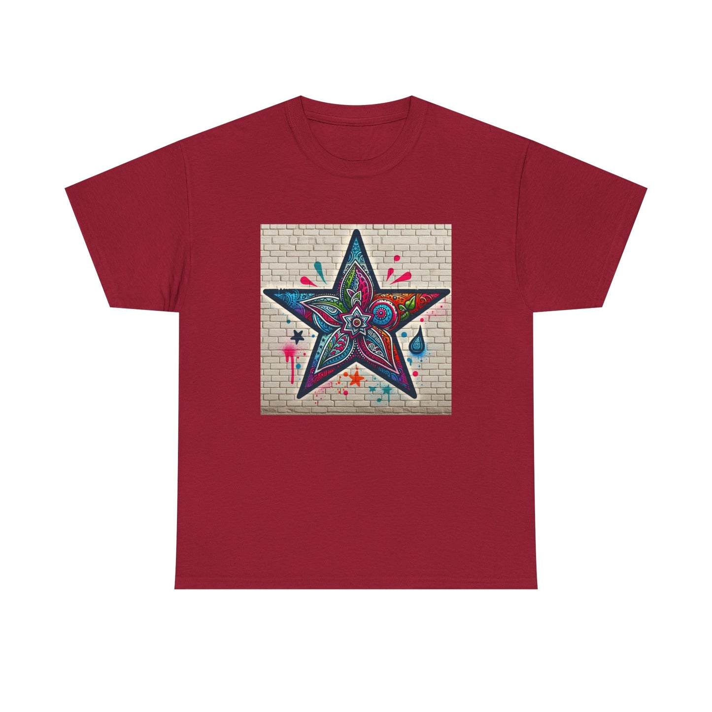 Starry Unisex Heavy Cotton Tee, Trendy Graphic Tee, Fun Casual Wear, Unique Gifts, Streetwear, Gender Neutral, Colorful Style