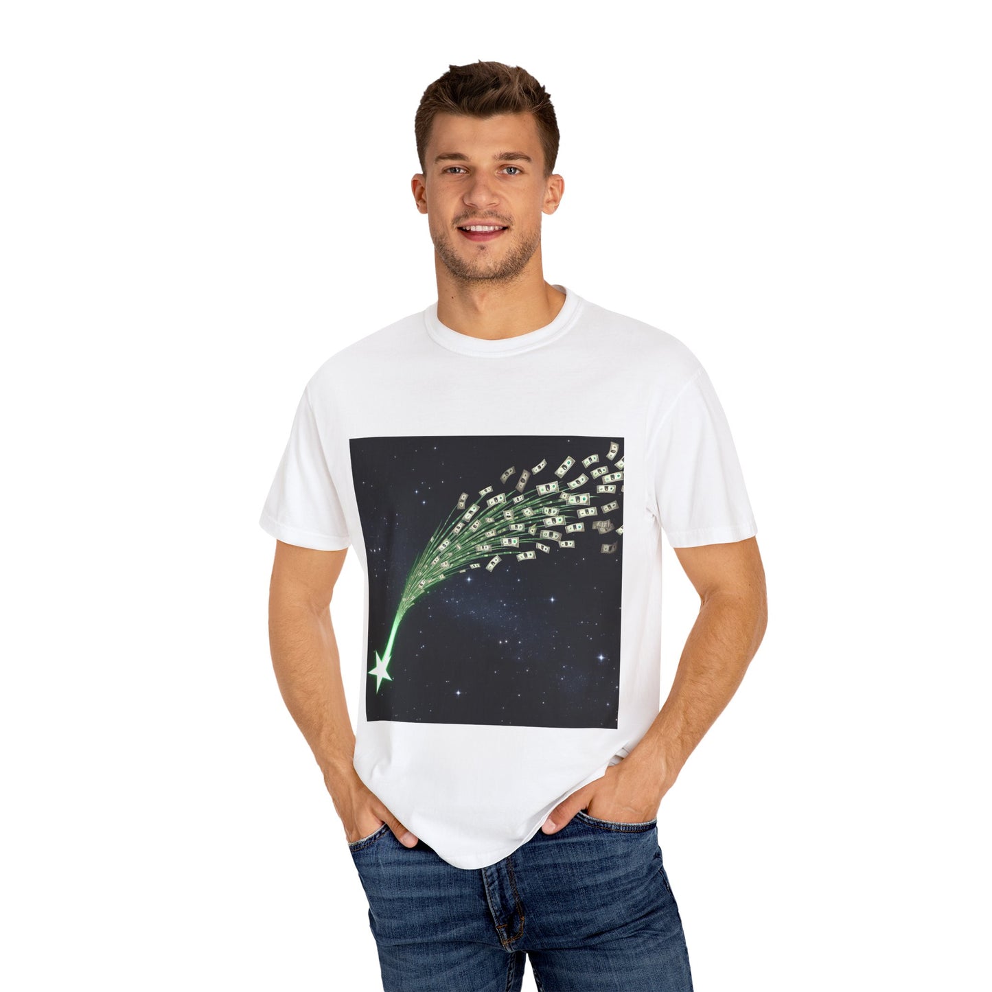 Celestial Wishes Unisex Garment-Dyed T-shirt - Cosmic Star Design, Chill Vibes, Perfect for Gifting, Astrology Lovers, Casual Wear