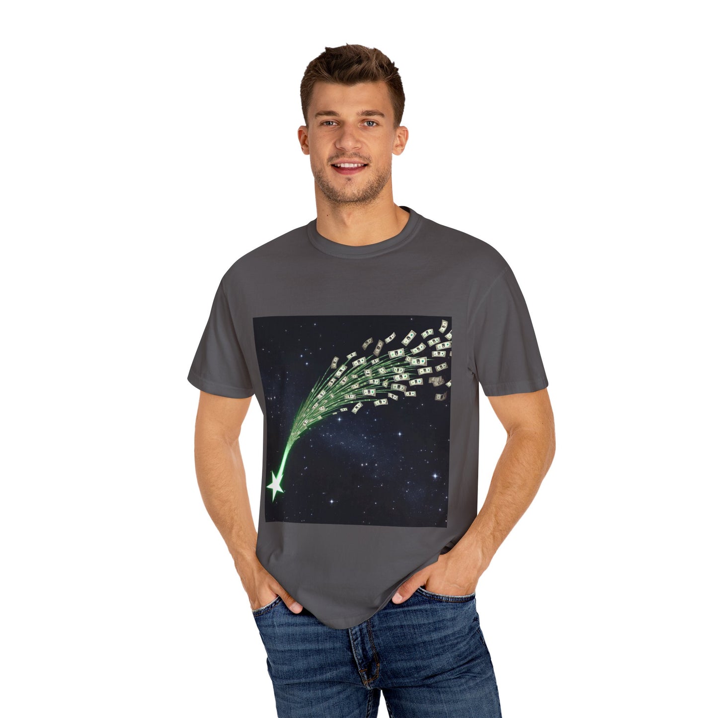 Celestial Wishes Unisex Garment-Dyed T-shirt - Cosmic Star Design, Chill Vibes, Perfect for Gifting, Astrology Lovers, Casual Wear