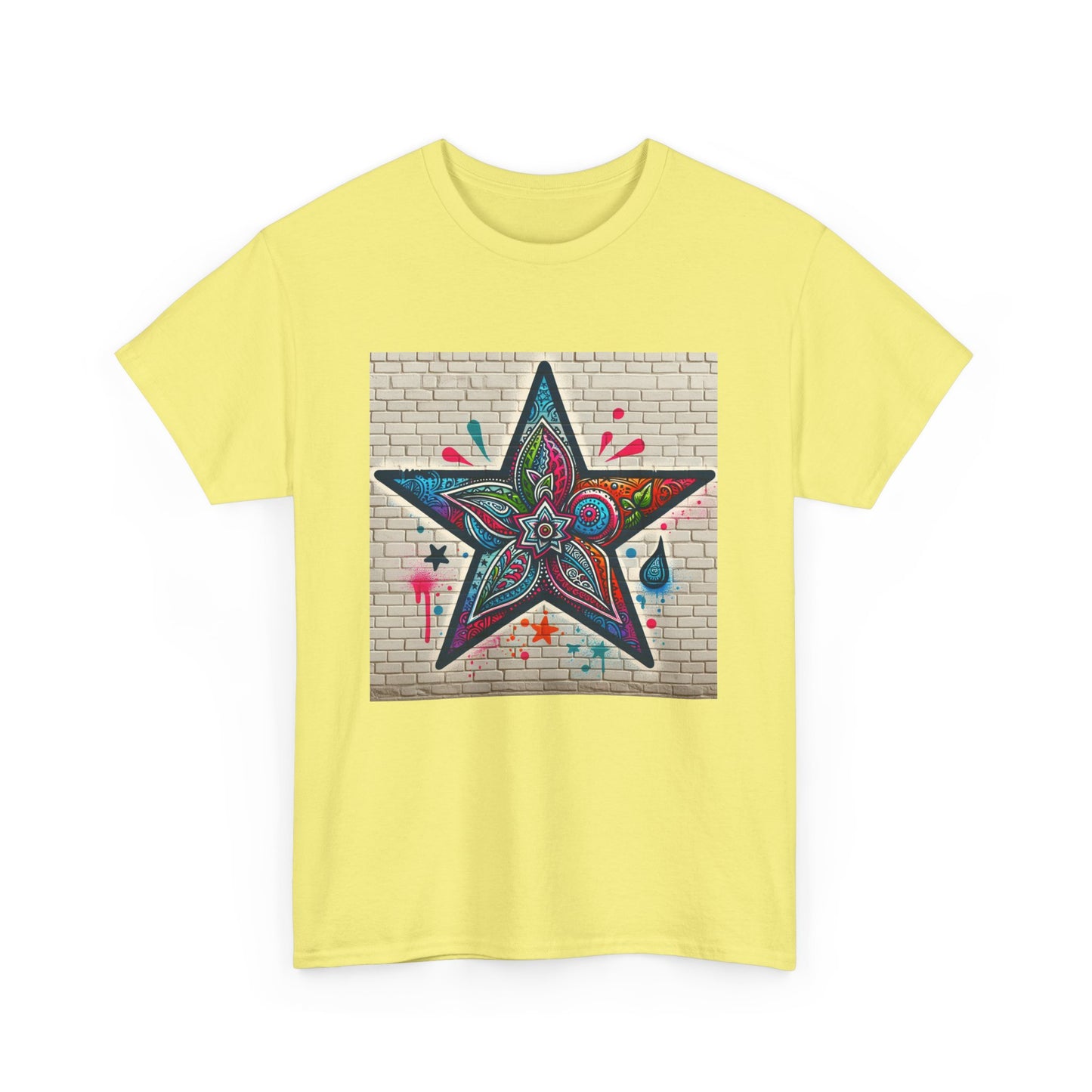 Starry Unisex Heavy Cotton Tee, Trendy Graphic Tee, Fun Casual Wear, Unique Gifts, Streetwear, Gender Neutral, Colorful Style