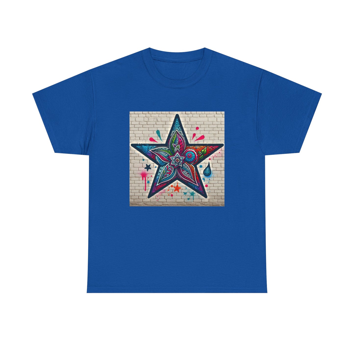 Starry Unisex Heavy Cotton Tee, Trendy Graphic Tee, Fun Casual Wear, Unique Gifts, Streetwear, Gender Neutral, Colorful Style