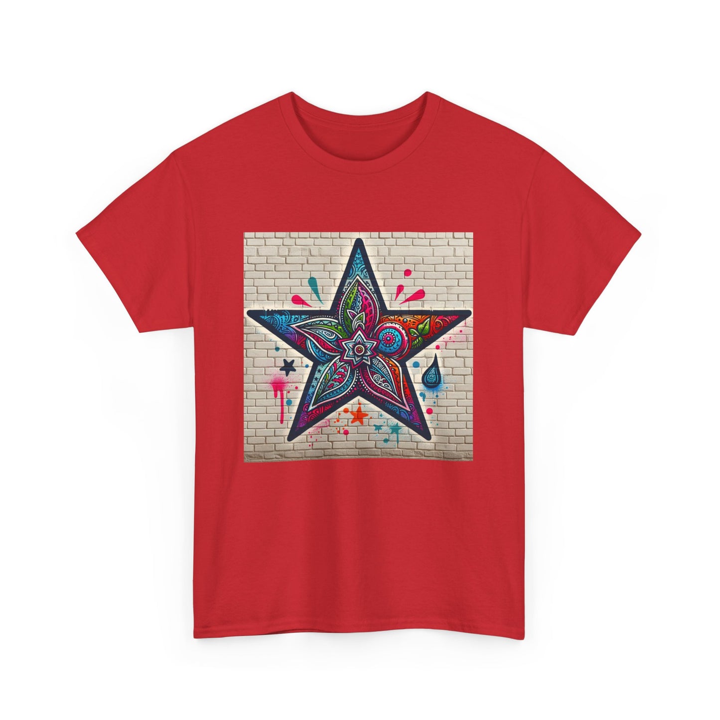 Starry Unisex Heavy Cotton Tee, Trendy Graphic Tee, Fun Casual Wear, Unique Gifts, Streetwear, Gender Neutral, Colorful Style