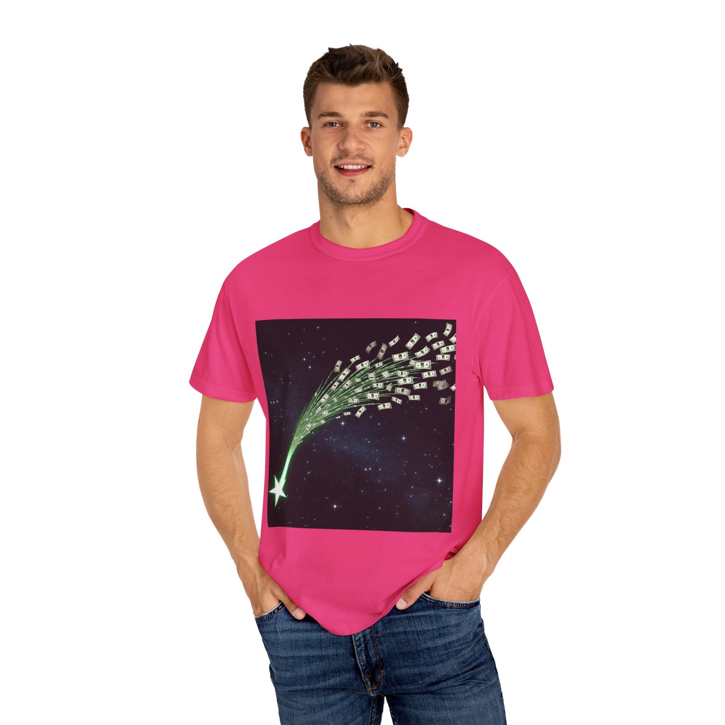 Celestial Wishes Unisex Garment-Dyed T-shirt - Cosmic Star Design, Chill Vibes, Perfect for Gifting, Astrology Lovers, Casual Wear