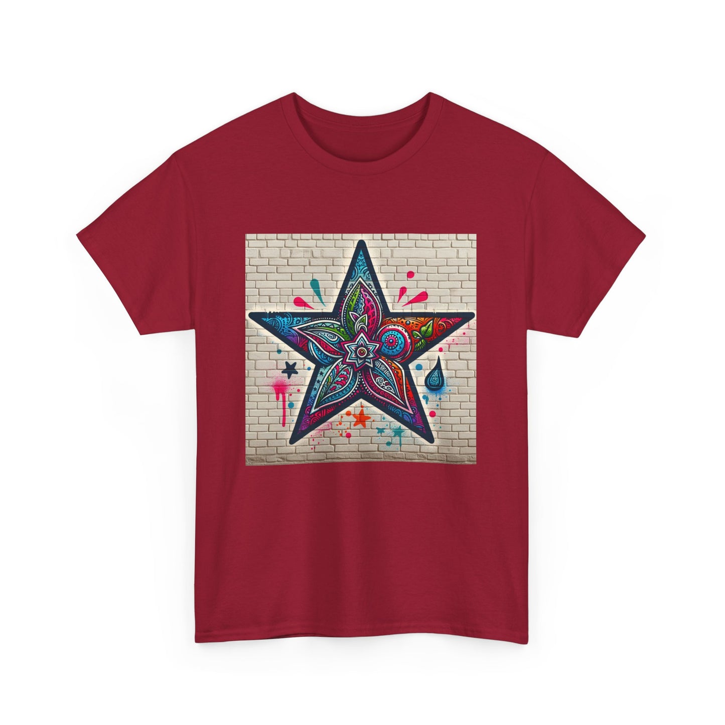 Starry Unisex Heavy Cotton Tee, Trendy Graphic Tee, Fun Casual Wear, Unique Gifts, Streetwear, Gender Neutral, Colorful Style