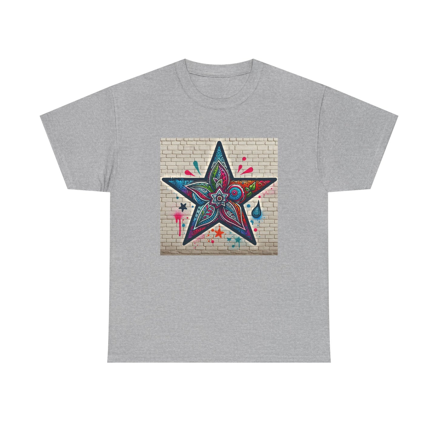 Starry Unisex Heavy Cotton Tee, Trendy Graphic Tee, Fun Casual Wear, Unique Gifts, Streetwear, Gender Neutral, Colorful Style