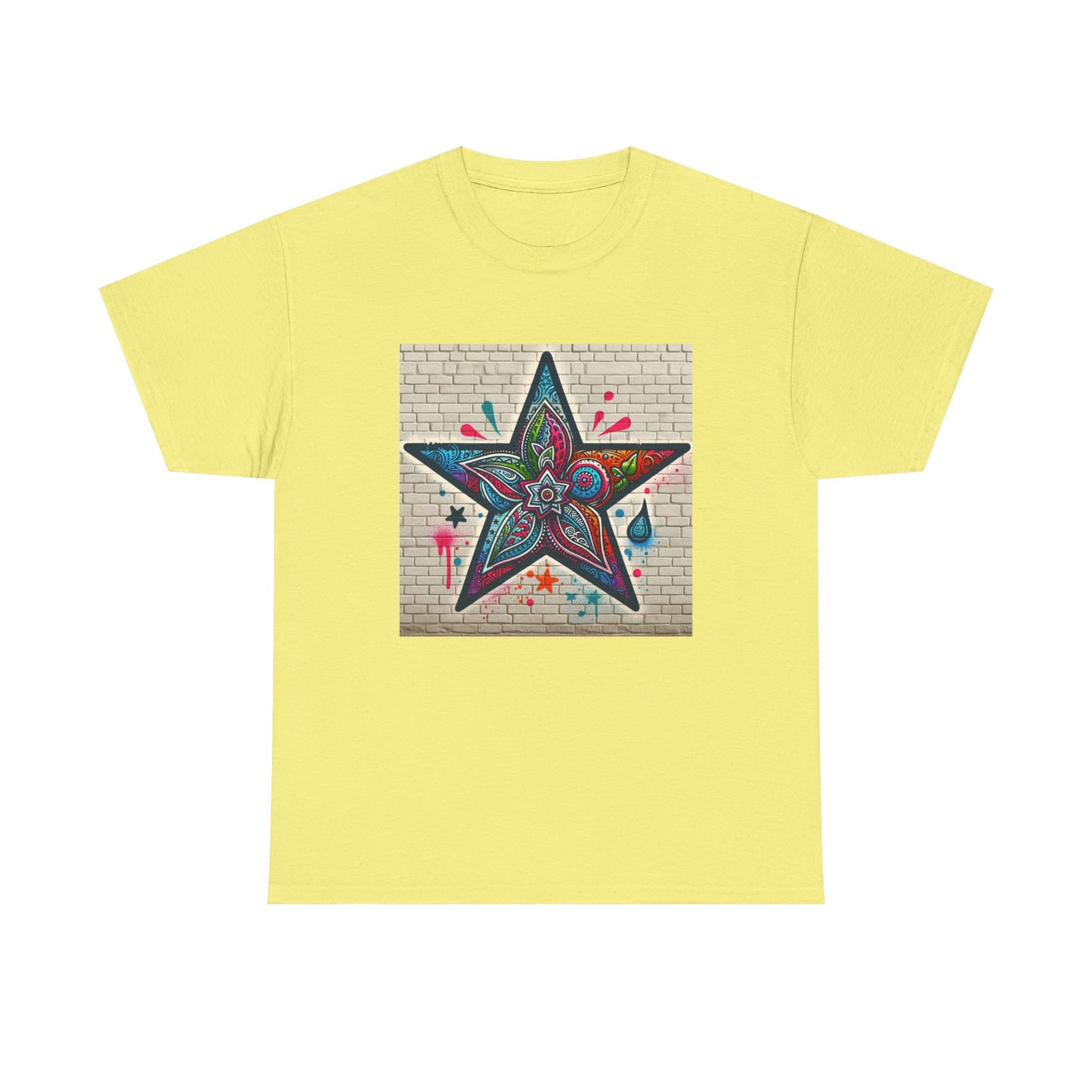 Starry Unisex Heavy Cotton Tee, Trendy Graphic Tee, Fun Casual Wear, Unique Gifts, Streetwear, Gender Neutral, Colorful Style