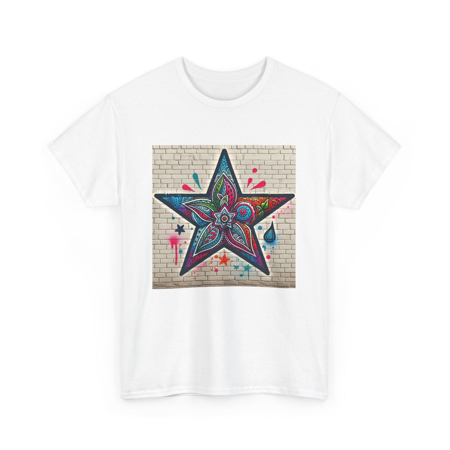 Starry Unisex Heavy Cotton Tee, Trendy Graphic Tee, Fun Casual Wear, Unique Gifts, Streetwear, Gender Neutral, Colorful Style