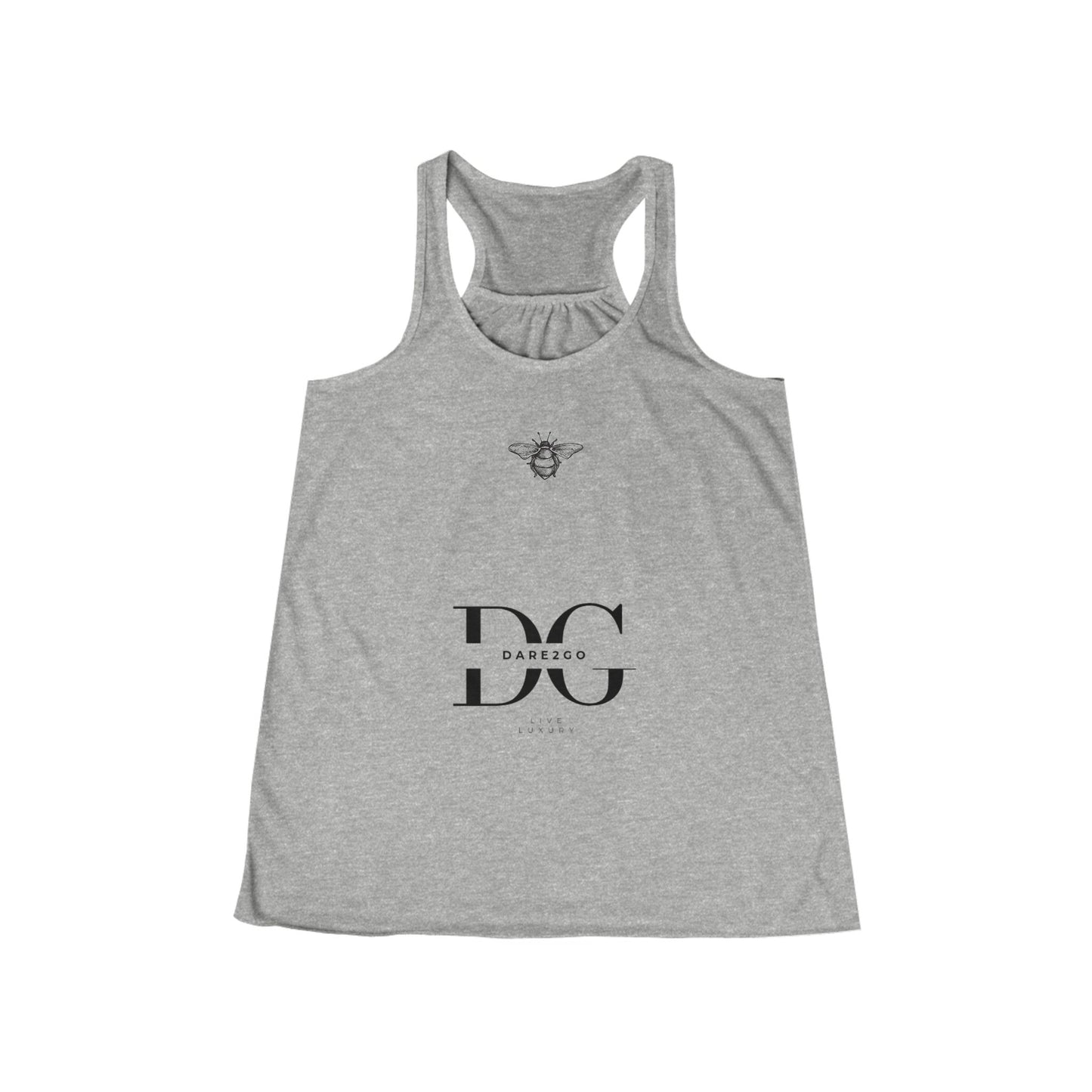 Chic Women's Flowy Tank Top with Bee and Skull Design, Casual Summer Wear, Workout Top, Graphic Tee, Gift for Her, Festival Essential