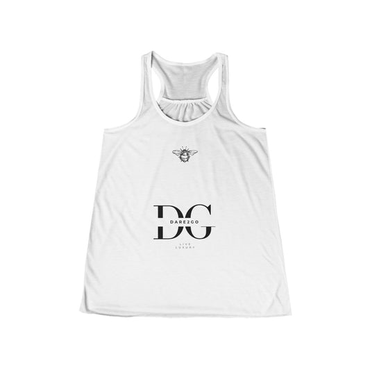 Chic Women's Flowy Tank Top with Bee and Skull Design, Casual Summer Wear, Workout Top, Graphic Tee, Gift for Her, Festival Essential