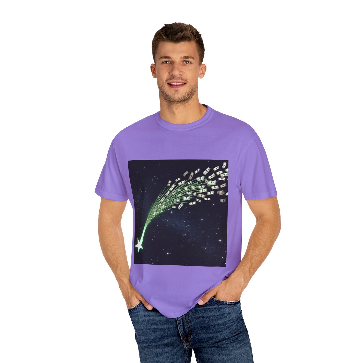 Celestial Wishes Unisex Garment-Dyed T-shirt - Cosmic Star Design, Chill Vibes, Perfect for Gifting, Astrology Lovers, Casual Wear