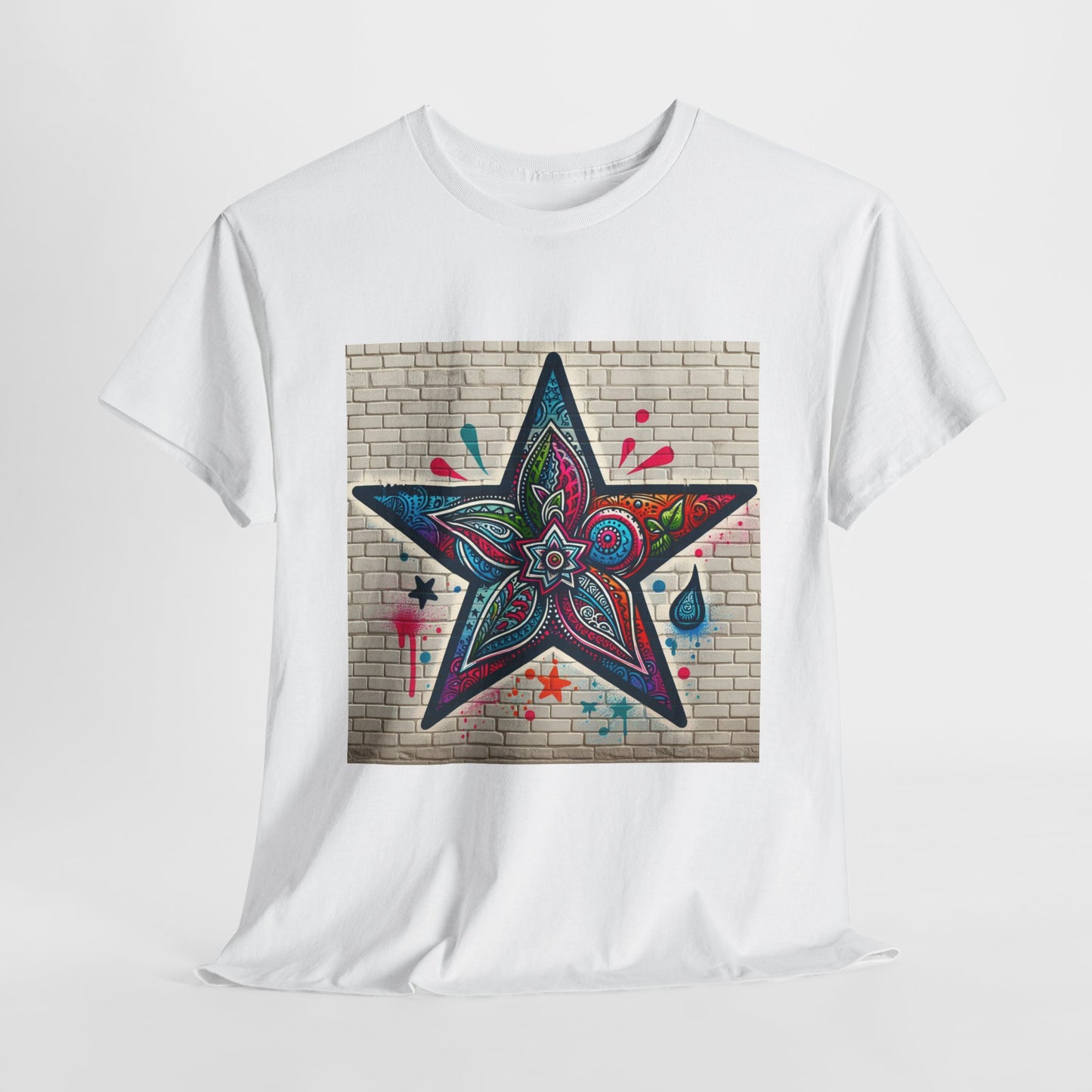 Starry Unisex Heavy Cotton Tee, Trendy Graphic Tee, Fun Casual Wear, Unique Gifts, Streetwear, Gender Neutral, Colorful Style