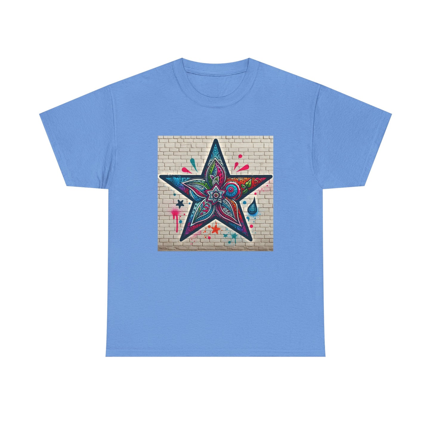 Starry Unisex Heavy Cotton Tee, Trendy Graphic Tee, Fun Casual Wear, Unique Gifts, Streetwear, Gender Neutral, Colorful Style