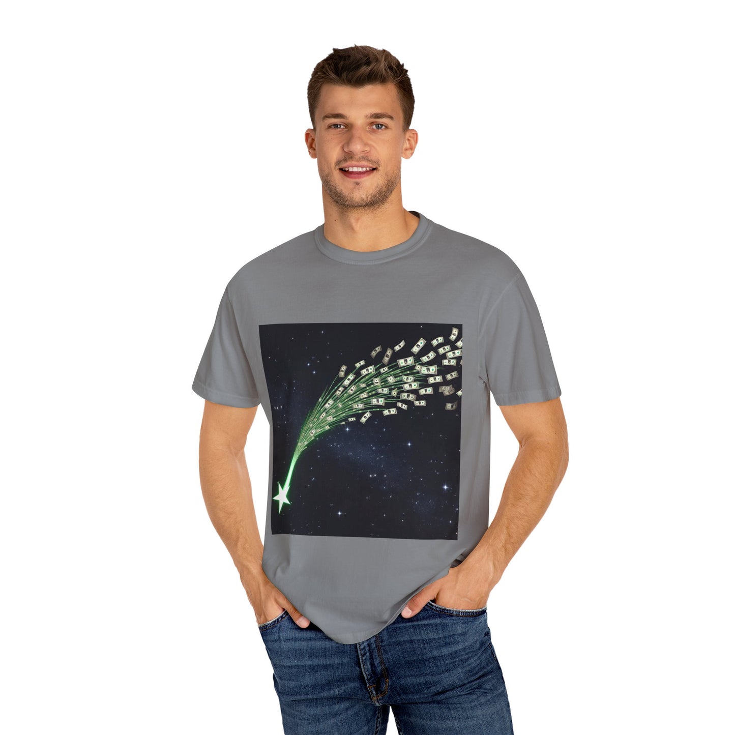 Celestial Wishes Unisex Garment-Dyed T-shirt - Cosmic Star Design, Chill Vibes, Perfect for Gifting, Astrology Lovers, Casual Wear