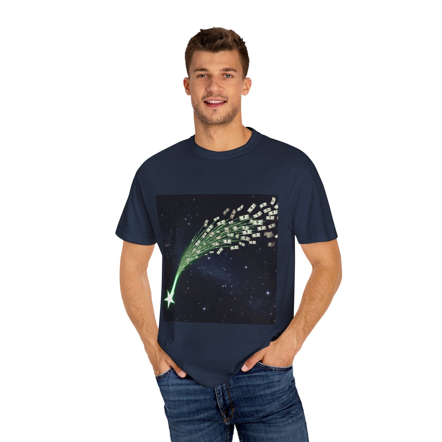 Celestial Wishes Unisex Garment-Dyed T-shirt - Cosmic Star Design, Chill Vibes, Perfect for Gifting, Astrology Lovers, Casual Wear