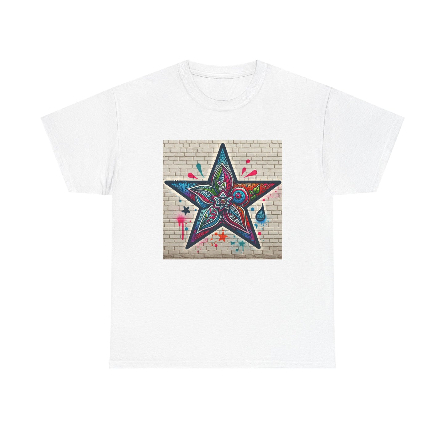 Starry Unisex Heavy Cotton Tee, Trendy Graphic Tee, Fun Casual Wear, Unique Gifts, Streetwear, Gender Neutral, Colorful Style