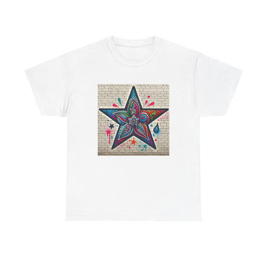Starry Unisex Heavy Cotton Tee, Trendy Graphic Tee, Fun Casual Wear, Unique Gifts, Streetwear, Gender Neutral, Colorful Style