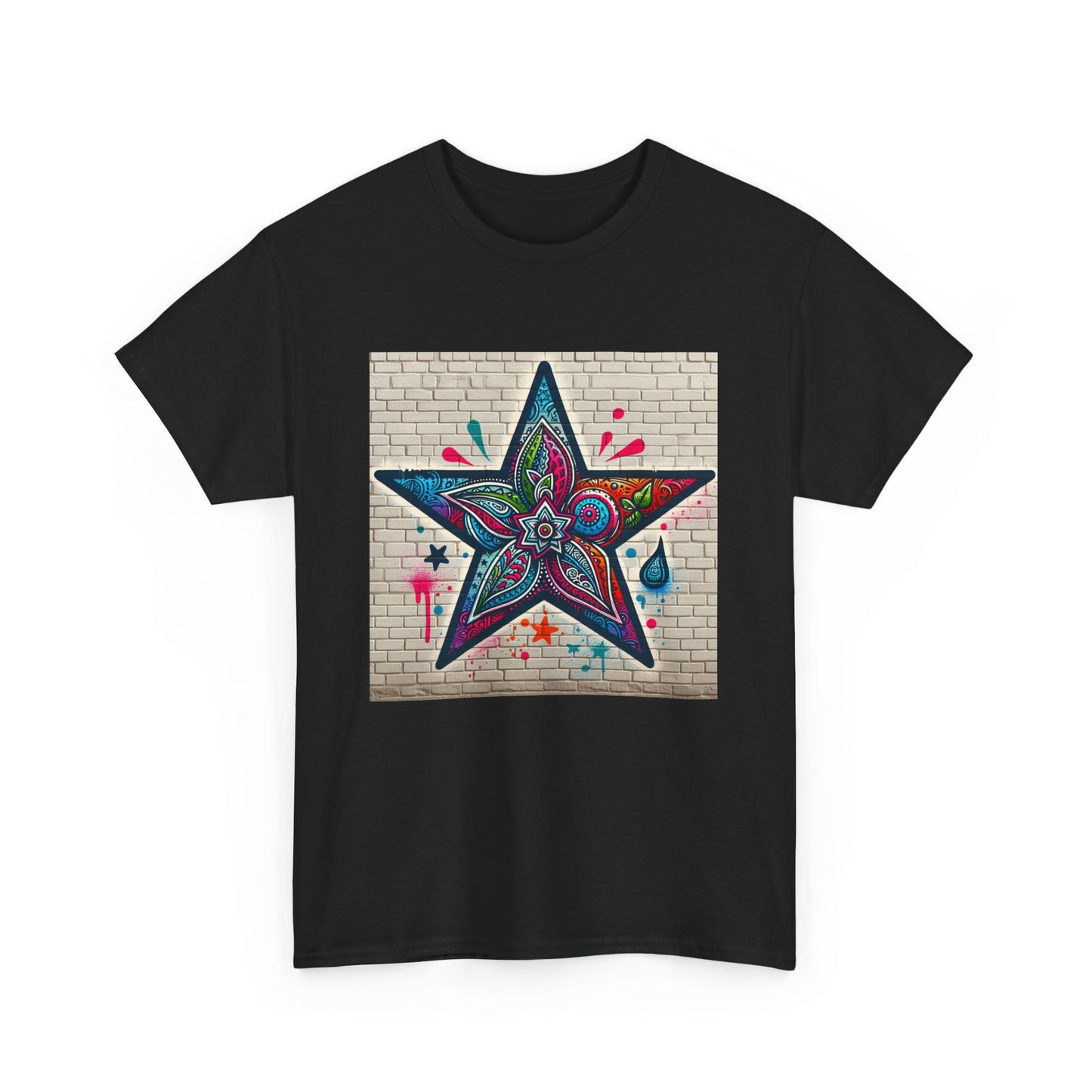 Starry Unisex Heavy Cotton Tee, Trendy Graphic Tee, Fun Casual Wear, Unique Gifts, Streetwear, Gender Neutral, Colorful Style