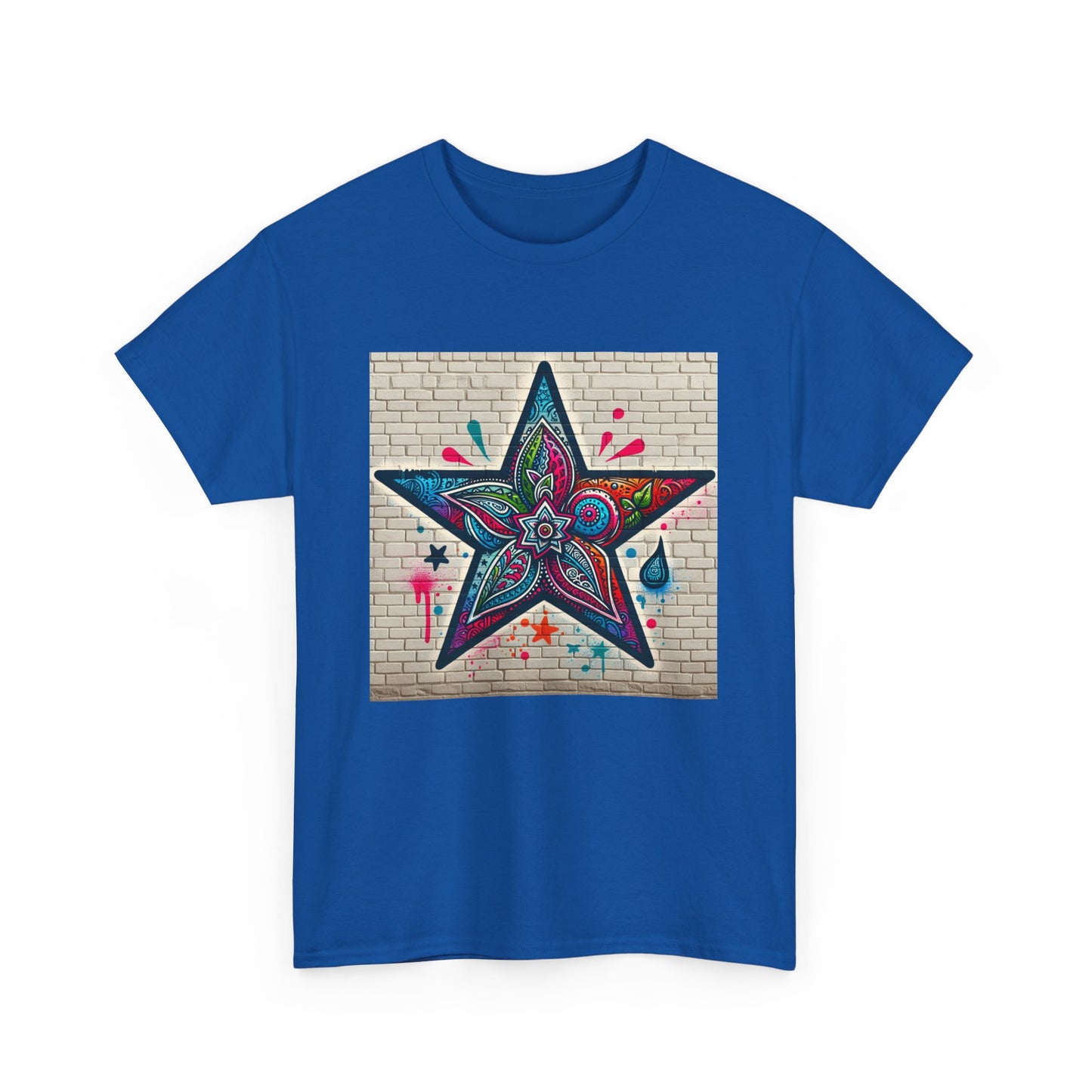 Starry Unisex Heavy Cotton Tee, Trendy Graphic Tee, Fun Casual Wear, Unique Gifts, Streetwear, Gender Neutral, Colorful Style